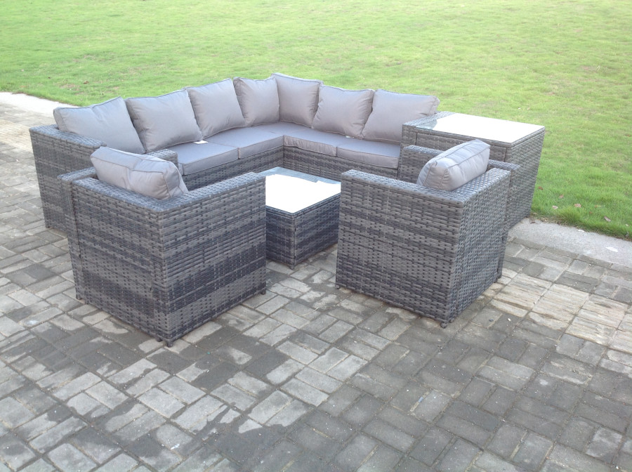 Click to view product details and reviews for Fimous Rattan Corner Sofa Set Garden Furniture With 2 Chairs Coffee Table And Side Table. Click to view product details and reviews for Fimous Rattan Corner Sofa Set Garden Furniture With 2 Chairs Coffee Table And Side Table.