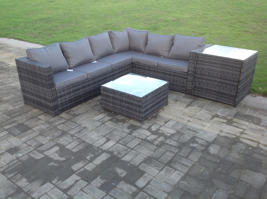 Click to view product details and reviews for Fimous Rattan Corner Sofa Set Garden Furniture With Coffee Tall Table And Side Table. Click to view product details and reviews for Fimous Rattan Corner Sofa Set Garden Furniture With Coffee Tall Table And Side Table.