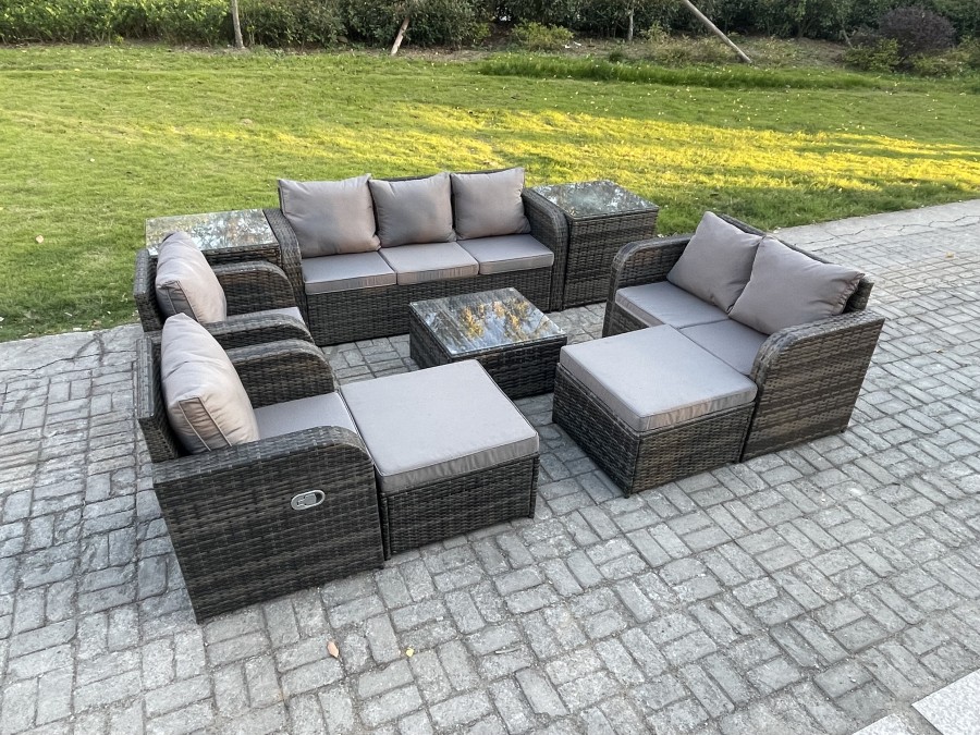 Click to view product details and reviews for Fimous Rattan Garden Furniture 9 Piece Patio Set Table Sofa Chairs With 2 Big Footstool 2 Side Tables. Click to view product details and reviews for Fimous Rattan Garden Furniture 9 Piece Patio Set Table Sofa Chairs With 2 Big Footstool 2 Side Tables.