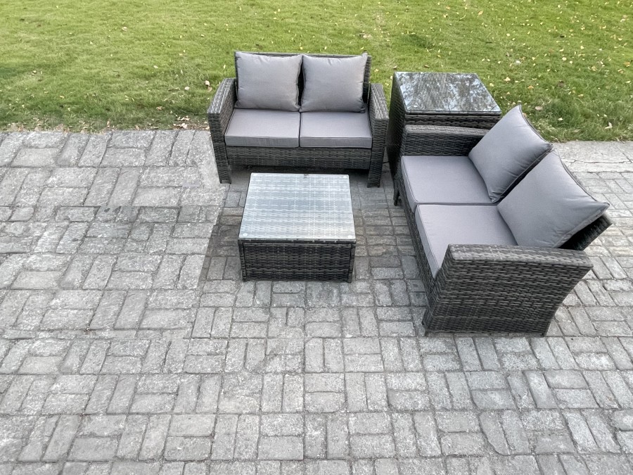 Click to view product details and reviews for Fimous Rattan Garden Furniture Set 4 Piece Patio Rattan Furniture Sofa Weaving Wicker Includes 2 Double Seat Sofa Coffee Table And Side Table.