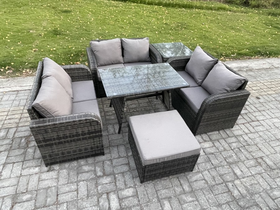 Click to view product details and reviews for Fimous Rattan Garden Furniture Set 7 Seater Patio Outdoor Love Sofa Set With Rectangular Dining Table Big Footstool Side Table Dark Grey Mixed. Click to view product details and reviews for Fimous Rattan Garden Furniture Set 7 Seater Patio Outdoor Love Sofa Set With Rectangular Dining Table Big Footstool Side Table Dark Grey Mixed.