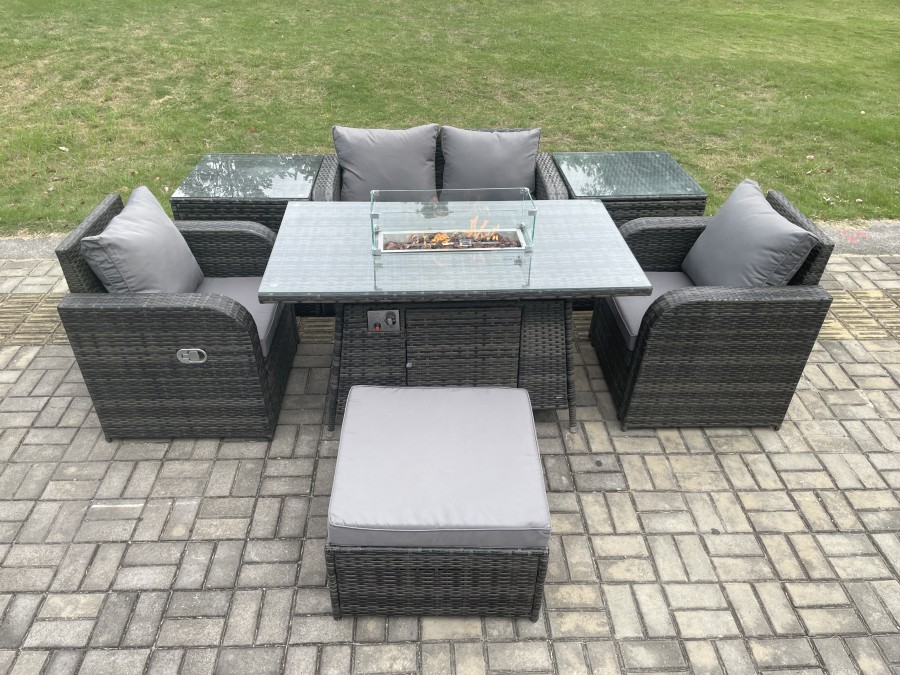 Click to view product details and reviews for Fimous Rattan Garden Furniture Set Outdoor Patio Gas Fire Pit Dining Table And Chairs With 2 Side Tables Love Seat Sofa Footstool. Click to view product details and reviews for Fimous Rattan Garden Furniture Set Outdoor Patio Gas Fire Pit Dining Table And Chairs With 2 Side Tables Love Seat Sofa Footstool.
