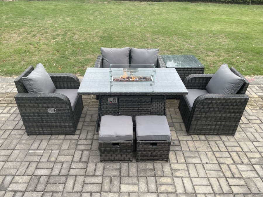 Click to view product details and reviews for Fimous Rattan Garden Furniture Set Outdoor Patio Gas Fire Pit Dining Table And Chairs With Side Table Love Seat Sofa 2 Small Footstools. Click to view product details and reviews for Fimous Rattan Garden Furniture Set Outdoor Patio Gas Fire Pit Dining Table And Chairs With Side Table Love Seat Sofa 2 Small Footstools.