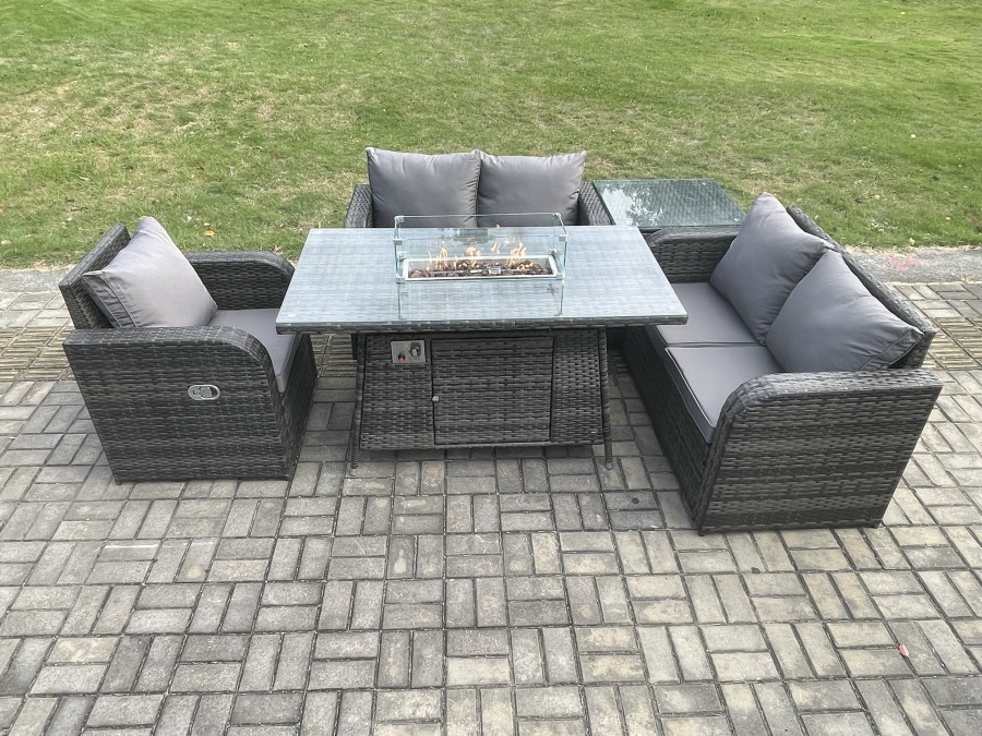 Click to view product details and reviews for Fimous Rattan Garden Furniture Set With Gas Fire Pit Dining Table Side Table Indoor Outdoor 5 Piece Love Sofa Set. Click to view product details and reviews for Fimous Rattan Garden Furniture Set With Gas Fire Pit Dining Table Side Table Indoor Outdoor 5 Piece Love Sofa Set.