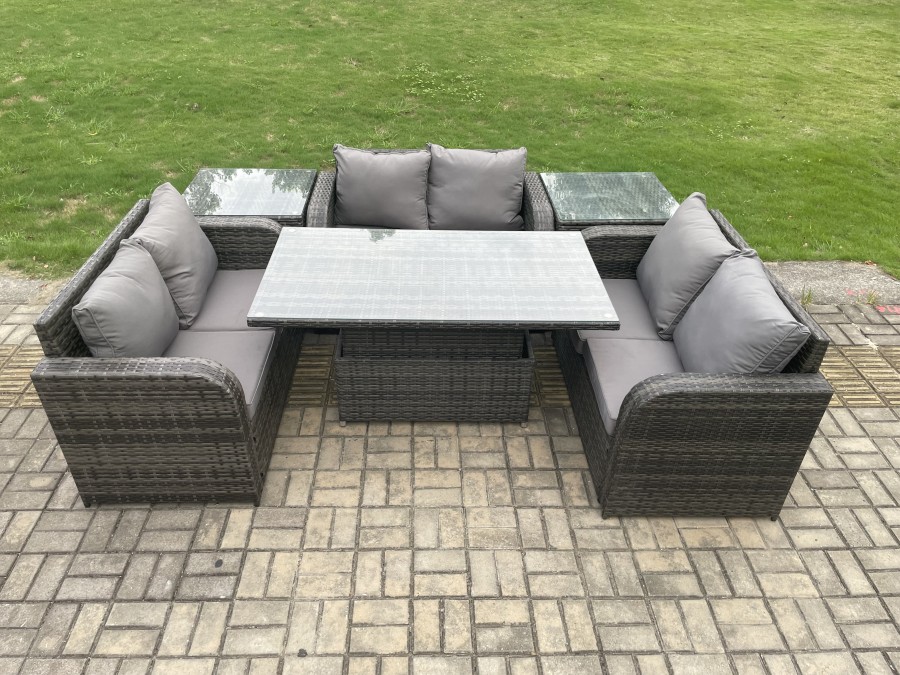 Click to view product details and reviews for Fimous Rattan Garden Outdoor Furniture 3 Pc Love Sofa Set Patio Adjustable Rising Lifting Dining Table With 2 Side Tables. Click to view product details and reviews for Fimous Rattan Garden Outdoor Furniture 3 Pc Love Sofa Set Patio Adjustable Rising Lifting Dining Table With 2 Side Tables.