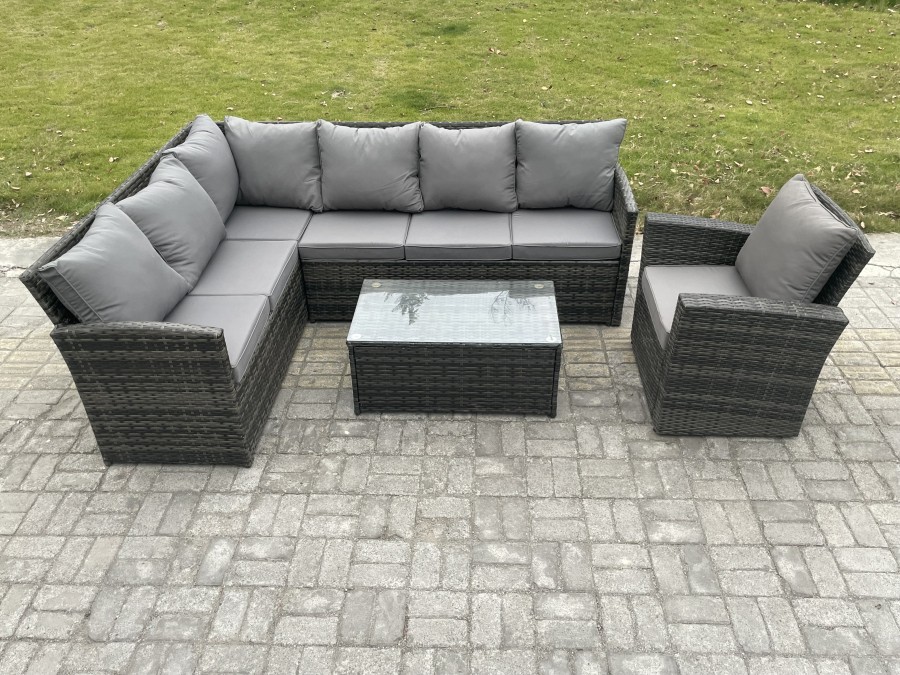 Click to view product details and reviews for Fimous Rattan Lounge Corner Sofa Set Wicker Pe Outdoor Garden Furniture Set With Rectangular Coffee Table Armchair Dark Grey Mixed. Click to view product details and reviews for Fimous Rattan Lounge Corner Sofa Set Wicker Pe Outdoor Garden Furniture Set With Rectangular Coffee Table Armchair Dark Grey Mixed.