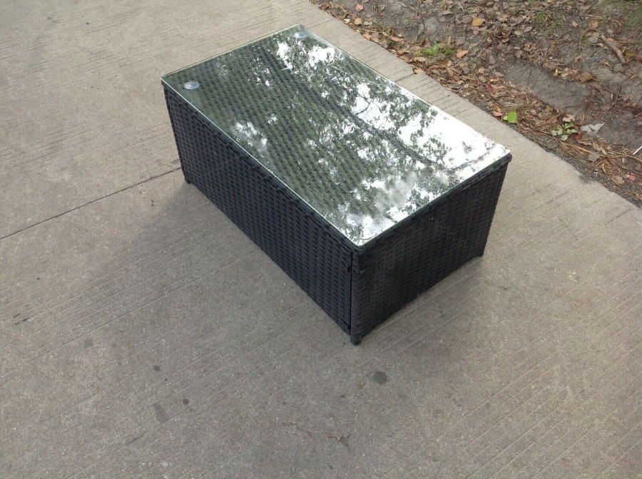 Click to view product details and reviews for Fimous Rattan Oblong Coffee Table Outdoor Garden Furniture Patio Furniture Black.