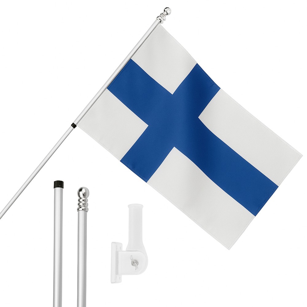 Click to view product details and reviews for Large 5ft X 3ft Finland Flag With 6ft Pole Wall Bracket.