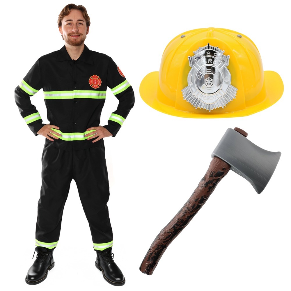 Click to view product details and reviews for Adults Fireman Costume 4 Pcs Top Trousers Hat Axe Large.