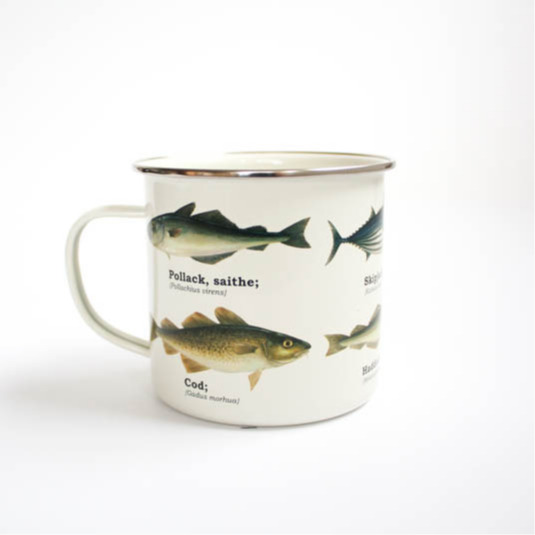 Fish Coffee Mug Enamel Tea Hot Drink Cup Garden Themed Novelty Stocking Filler Gift