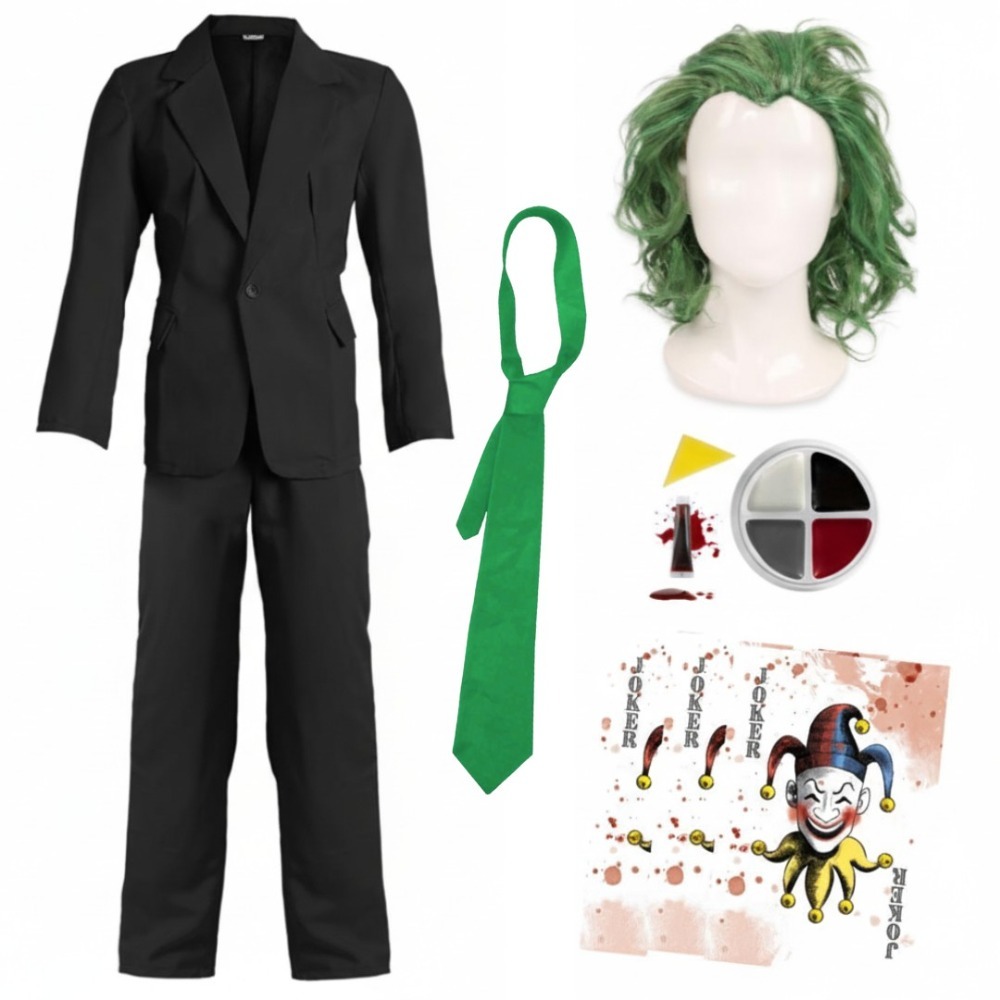 Men's Laughing Man Black Suit Costume with Business Card
