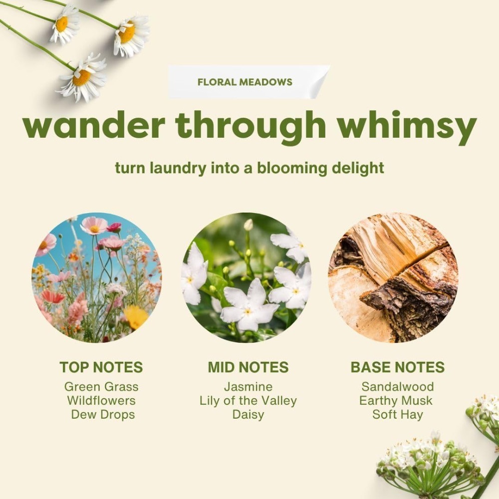 LAUNDREAM Floral Meadow Laundry Detergent Sheets x 60 Loads - Eco-Friendly Swaps Washing Capsules, Washing Liquid, Powder with Plastic-Free, Vegan, Plant-Based Ultra Concentrated Strips