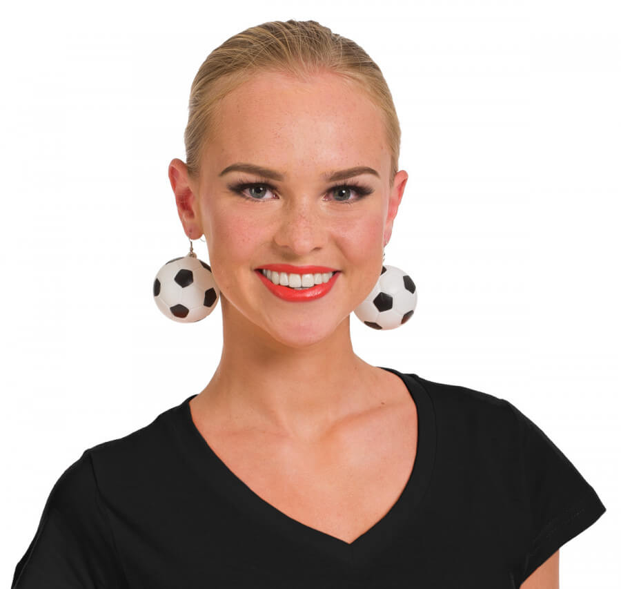 Football Earrings Black & White