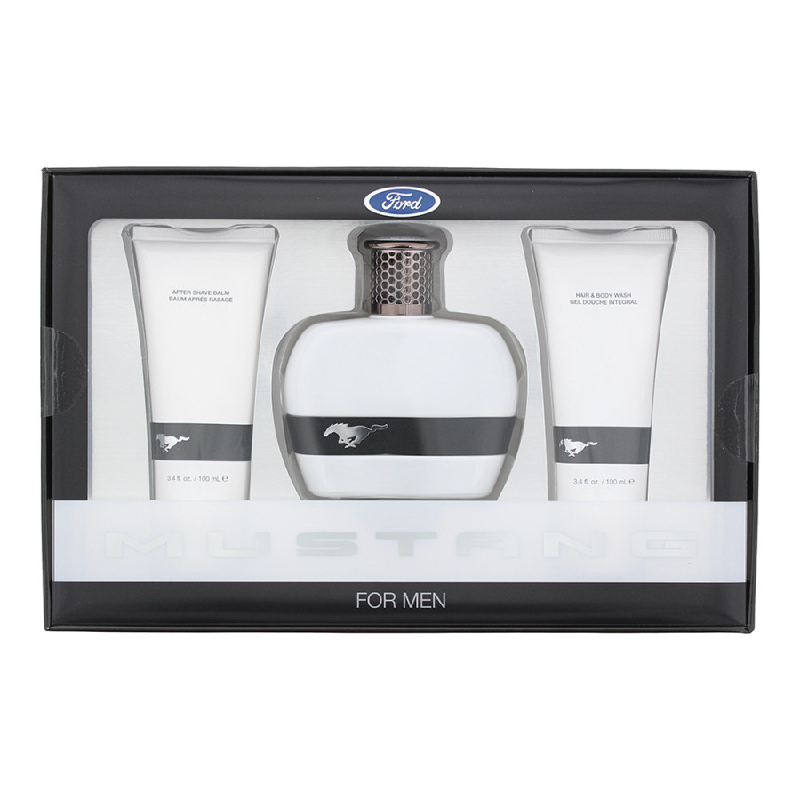 Ford Mustang White EDT 100ml, After Shave Balm 100ml, Hair & Body Wash 100ml Set