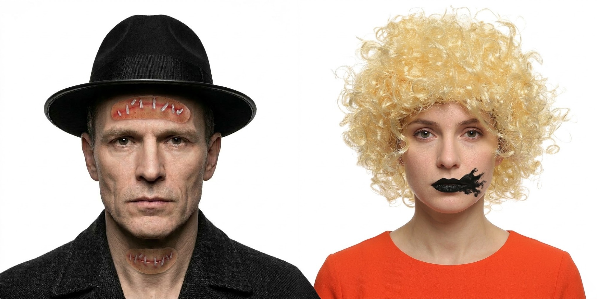 Click to view product details and reviews for Adults Monster Bride Groom Couples Costume 4 Pcs Hat Scar Fx Kit Wig Black Lipstick.