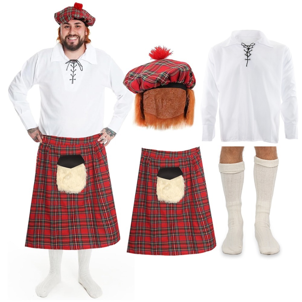 Click to view product details and reviews for Adults Scottish Man Costume 4 Pcs Shirt Tartan Kilt With Sporran Pocket Tam O Shanter Socks 4xl. Click to view product details and reviews for Adults Scottish Man Costume 4 Pcs Shirt Tartan Kilt With Sporran Pocket Tam O Shanter Socks 4xl.