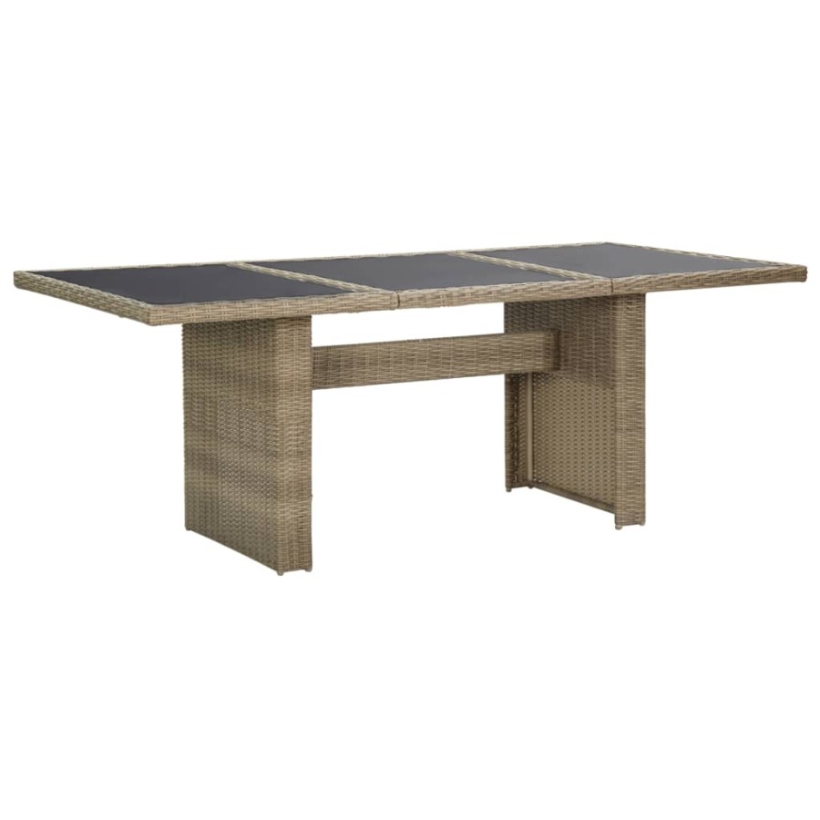 Click to view product details and reviews for Garden Dining Table Brown 200x100x74 Cm Glass And Poly Rattan.