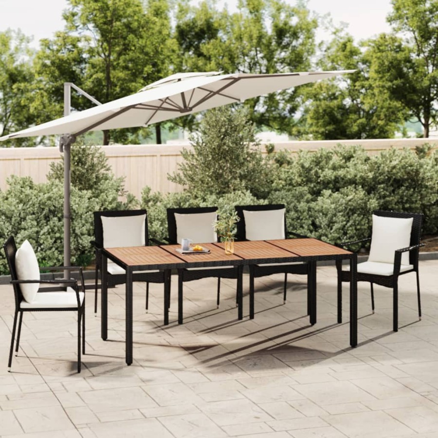 Click to view product details and reviews for Garden Table With Wooden Top Black Poly Rattansolid Wood Acacia.