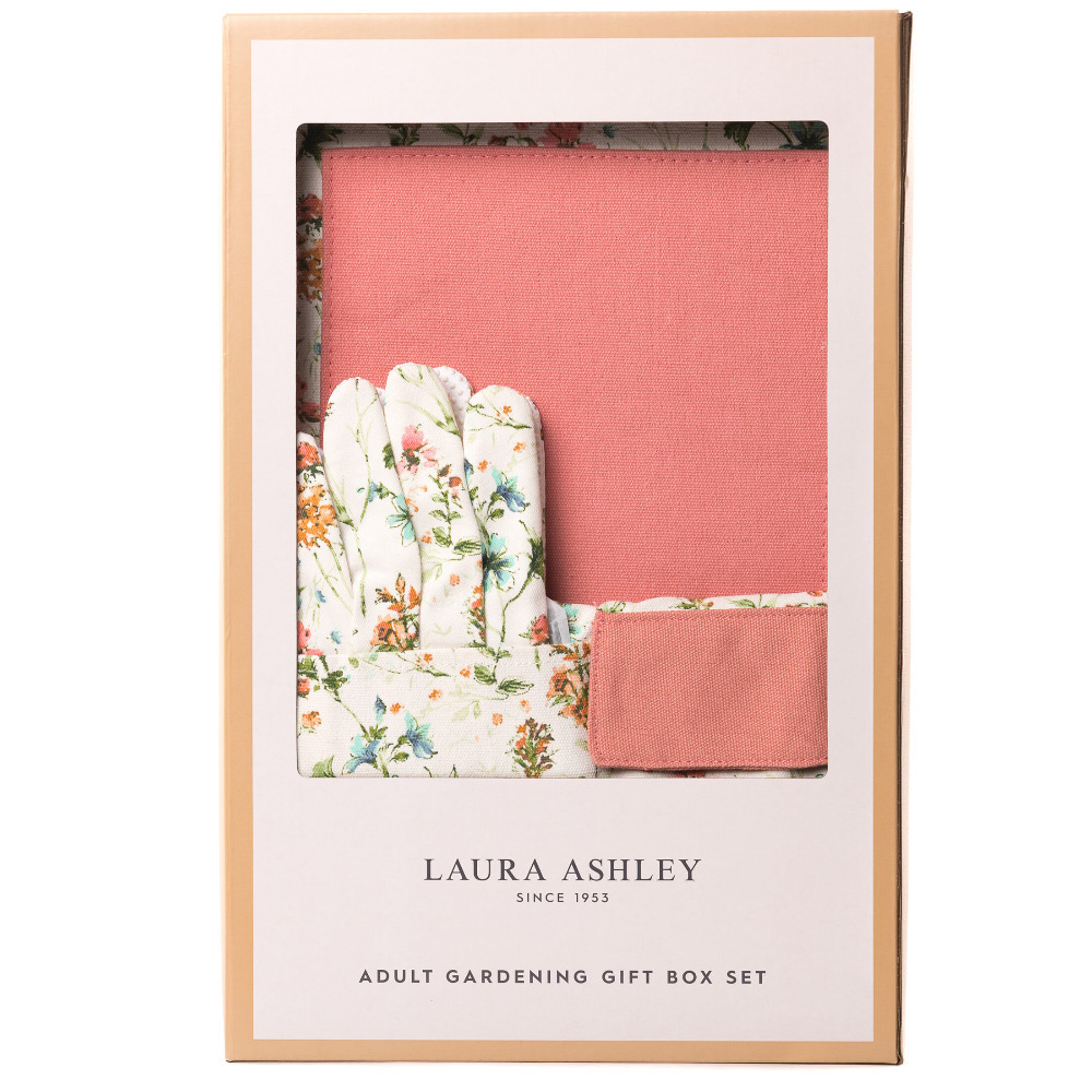 Gardening Gift Set Laura Ashley Garden Accessories Apron & Gloves Box Wild Meadow Pink