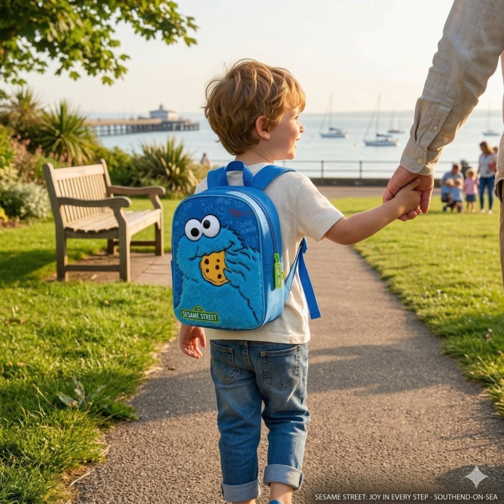 Sesame Street Kids Backpack Set 3 Pcs | 25x30cm | Elmo Classic, Elmo Fluffy Plush & Cookie Monster Backpack | Adjustable Straps | School Nursery Travel Bags for Children