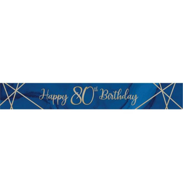 Geode Navy & Gold Celebration Happy 80th Birthday Metallic Foil Banner 2.74m