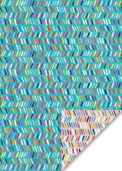 GIFT WRAP SHEET - DASHES GREY/TEAL