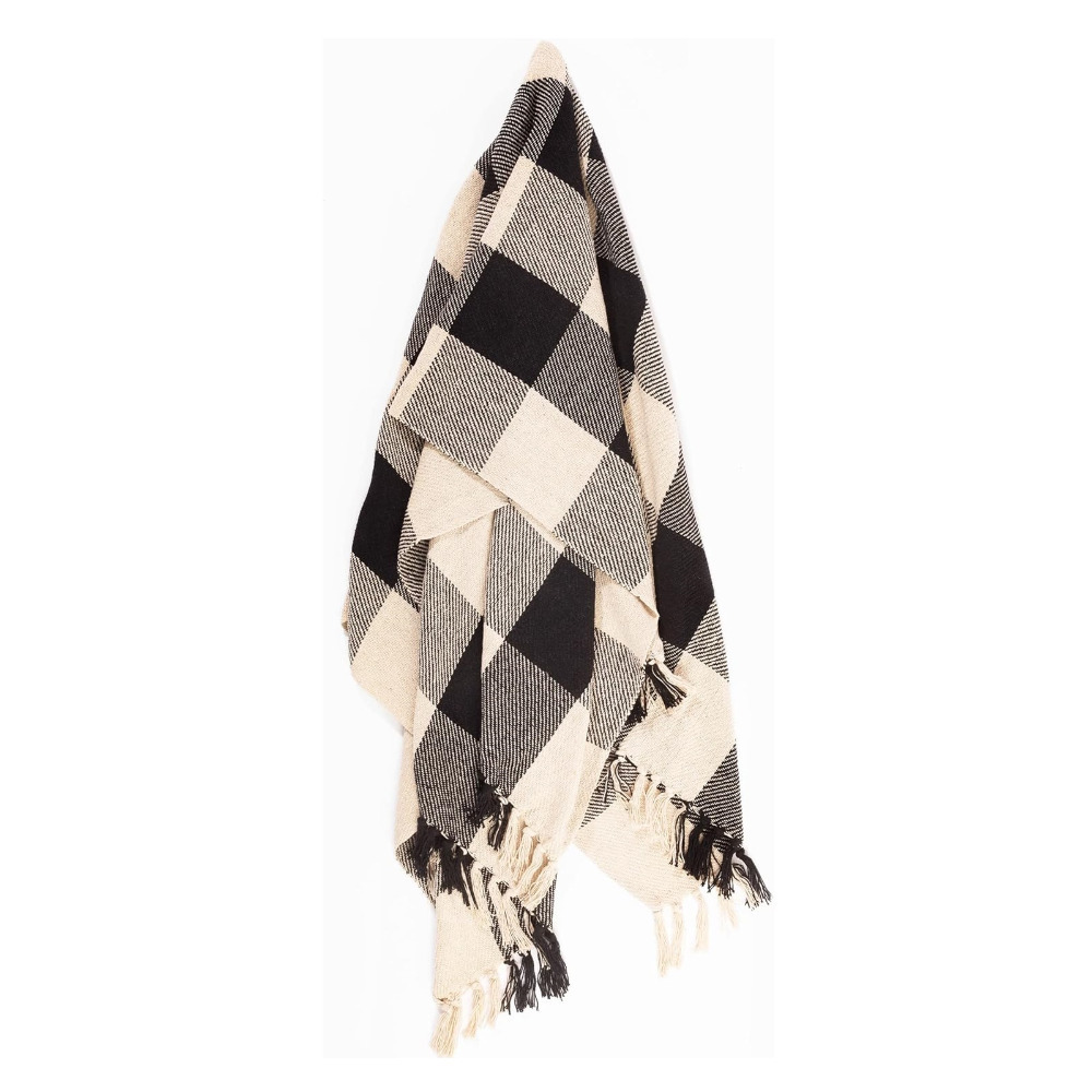 Gingham Blanket Throw Black Decor Large Sofa Throws Bed Blankets Picnic Travel
