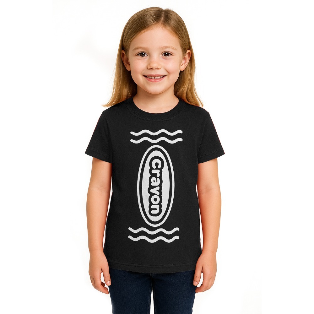 Click to view product details and reviews for Girls Black Crayon T Shirt – Fun Kids Costume Large.