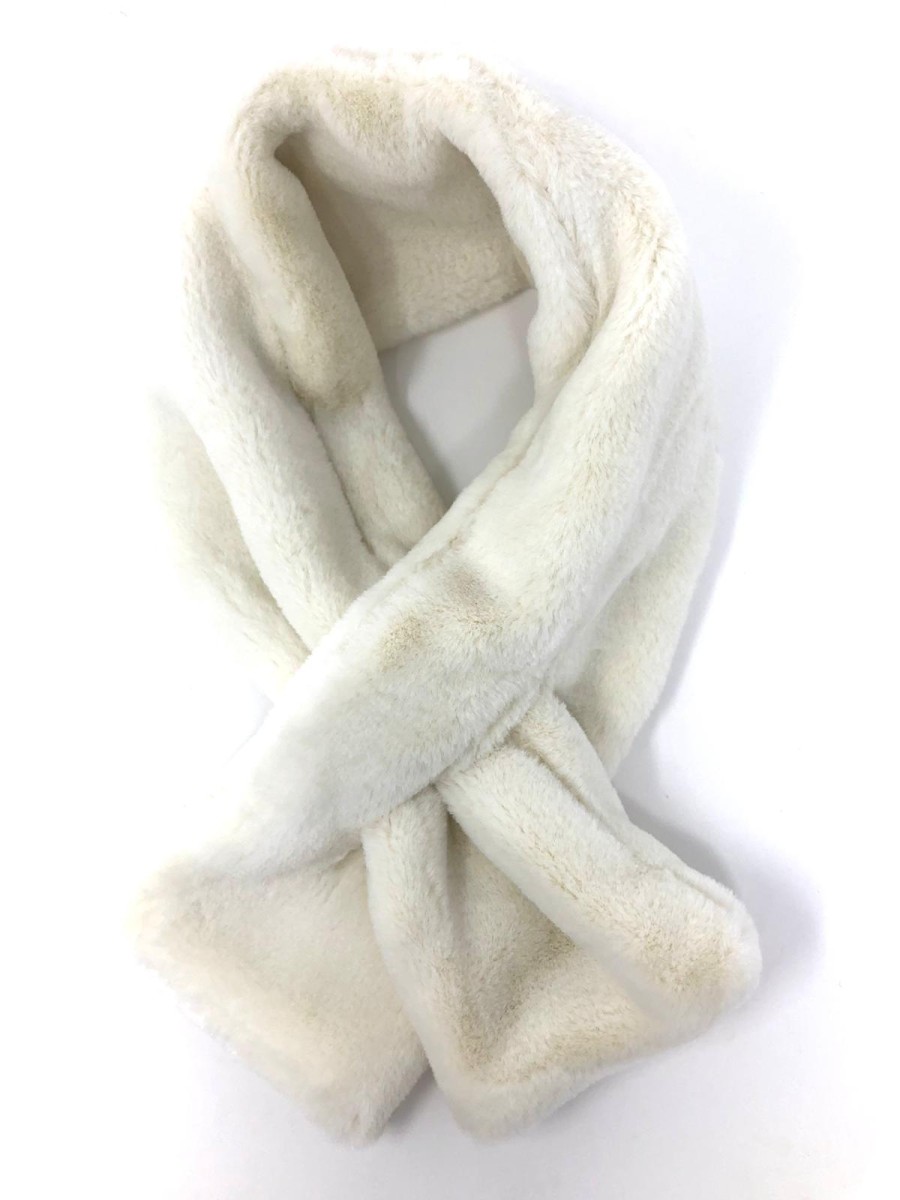 Girls Cream Faux Fur Scarf