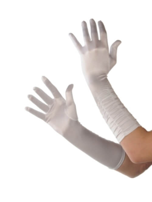 Gloves Ladies Ruffle White Long