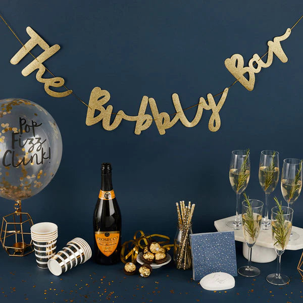 Gold 'The Bubbly Bar' Garland 2 Metres