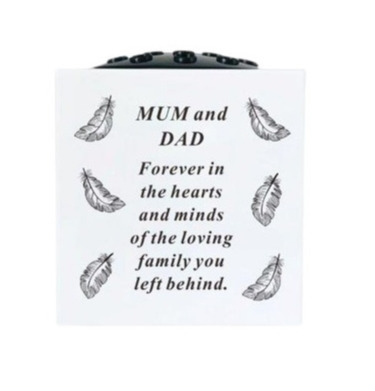 Click to view product details and reviews for Mum Dad Rose Bowl White Plastic Remembrance.