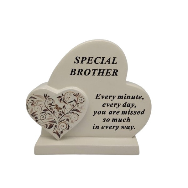 Graveside Ornament Memorial Special Brother Floral Heart Remembrance Plaque