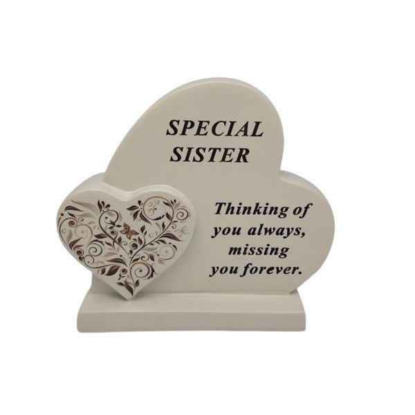 Graveside Ornament Memorial Special Sister Floral Heart Remembrance Plaque