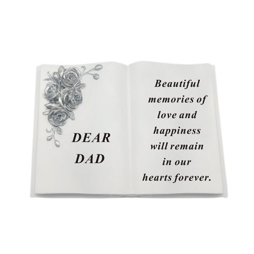 Mum - Memorial Slate Grey Dove Book Diamante Flower Graveside Plaque T