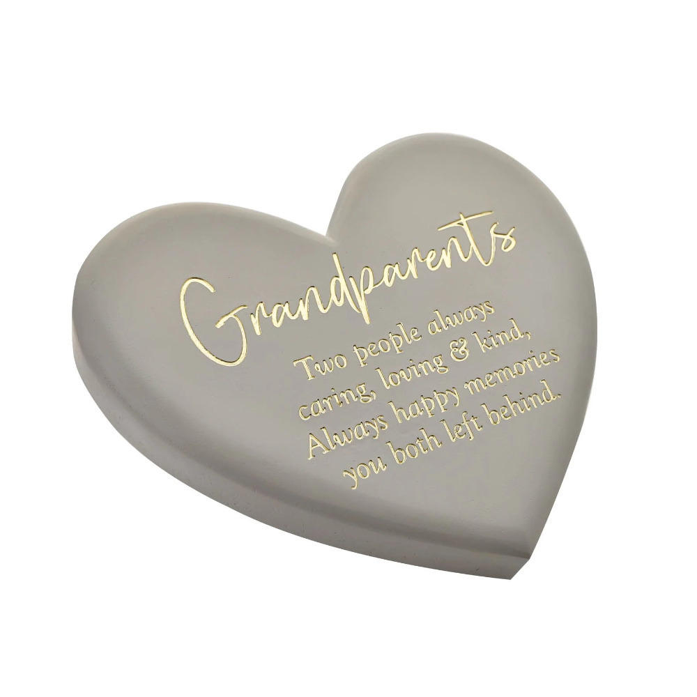 Graveside Plaque Memorial Grey Heart Family Remembrance Ornament Grandparents