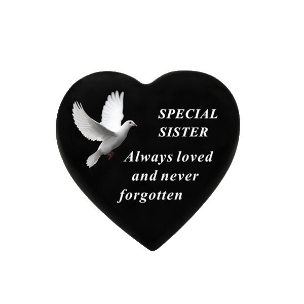 Sister Memorial Black Heart Graveside Plaque Cazaar