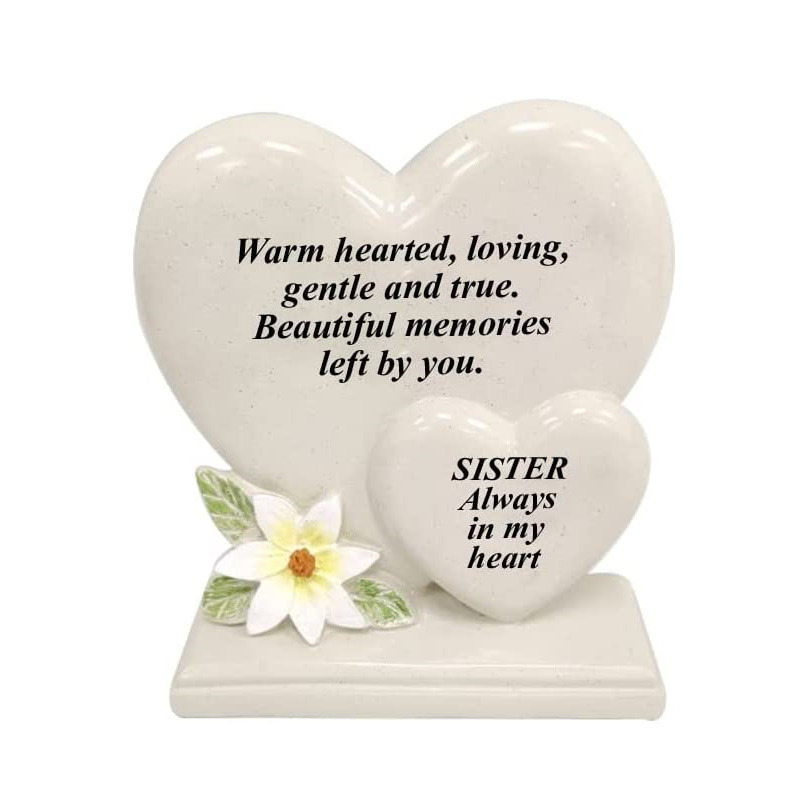 Sister Memorial Double Heart Graveside Plaque Cazaar