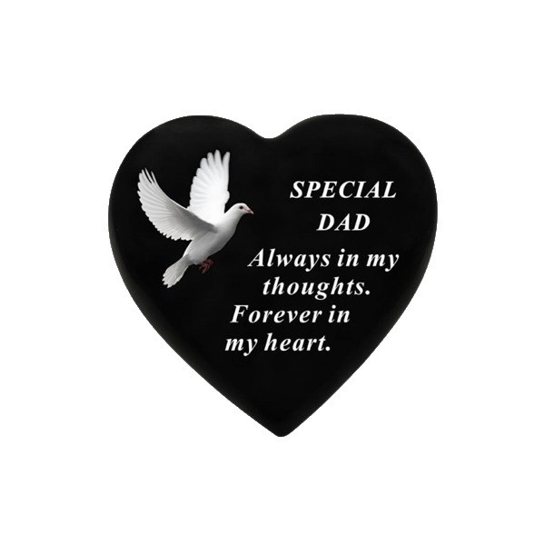 Graveside Plaque Memorial Special Dad Black Heart & Dove Remembrance Ornament