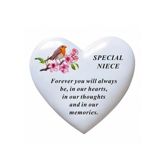 Graveside Plaque Memorial Special Niece Heart & Robin Remembrance Ornament