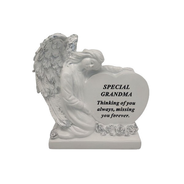 Graveside Plaque Ornament Grandma Memorial Angel With Heart Family Remembrance
