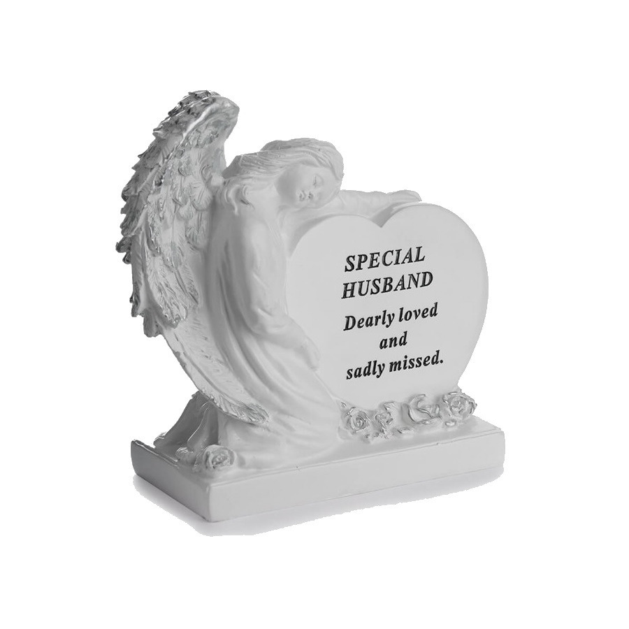 Graveside Plaque Ornament Husband Memorial Angel With Heart Family Remembrance