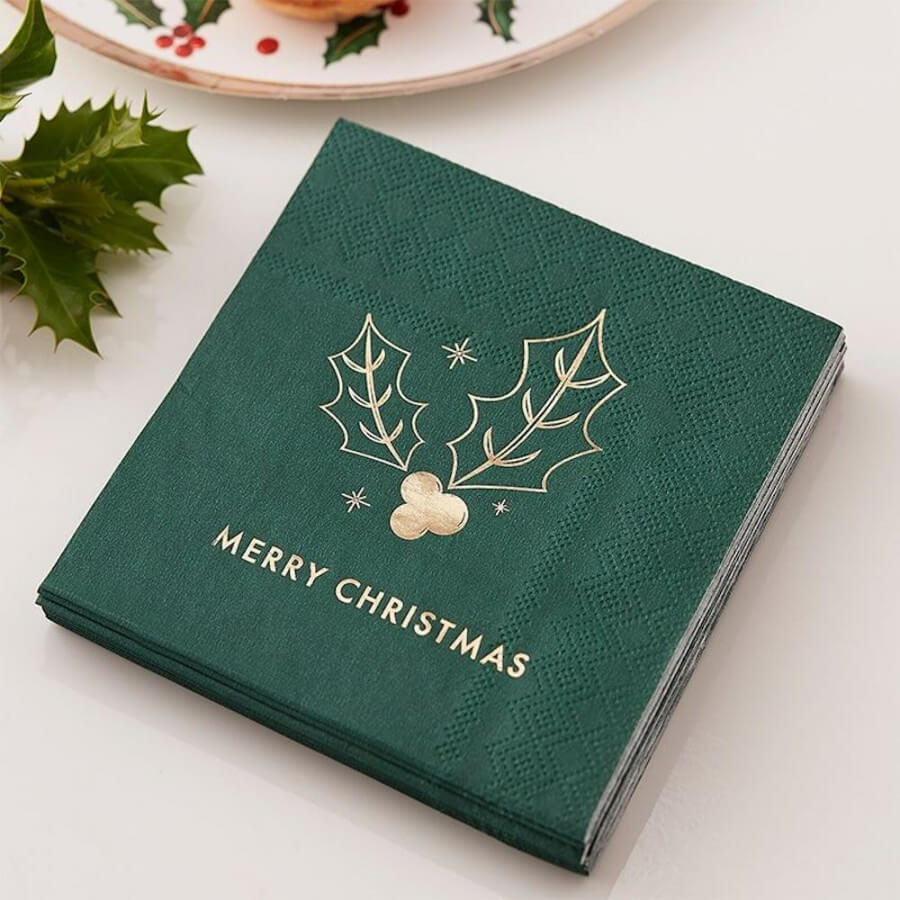 Click to view product details and reviews for Green Merry Christmas Cocktail Napkins X16.