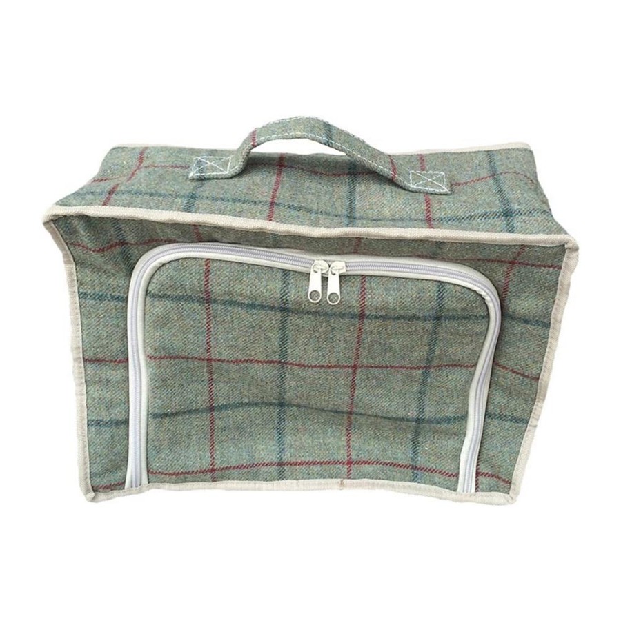 Red Hamper Green Tweed Cooler Picnic Bag