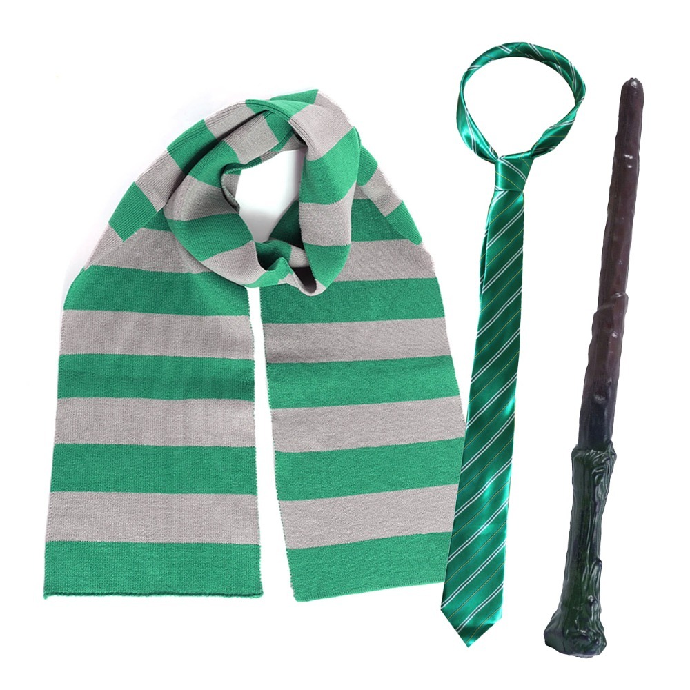 Green Wizard Set - Scarf, Tie, Wand