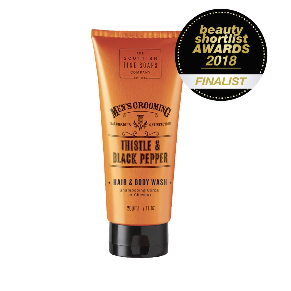 Hair Body Wash Thistle & Black Pepper Mens Grooming 200ml - Scottish Fine Soaps