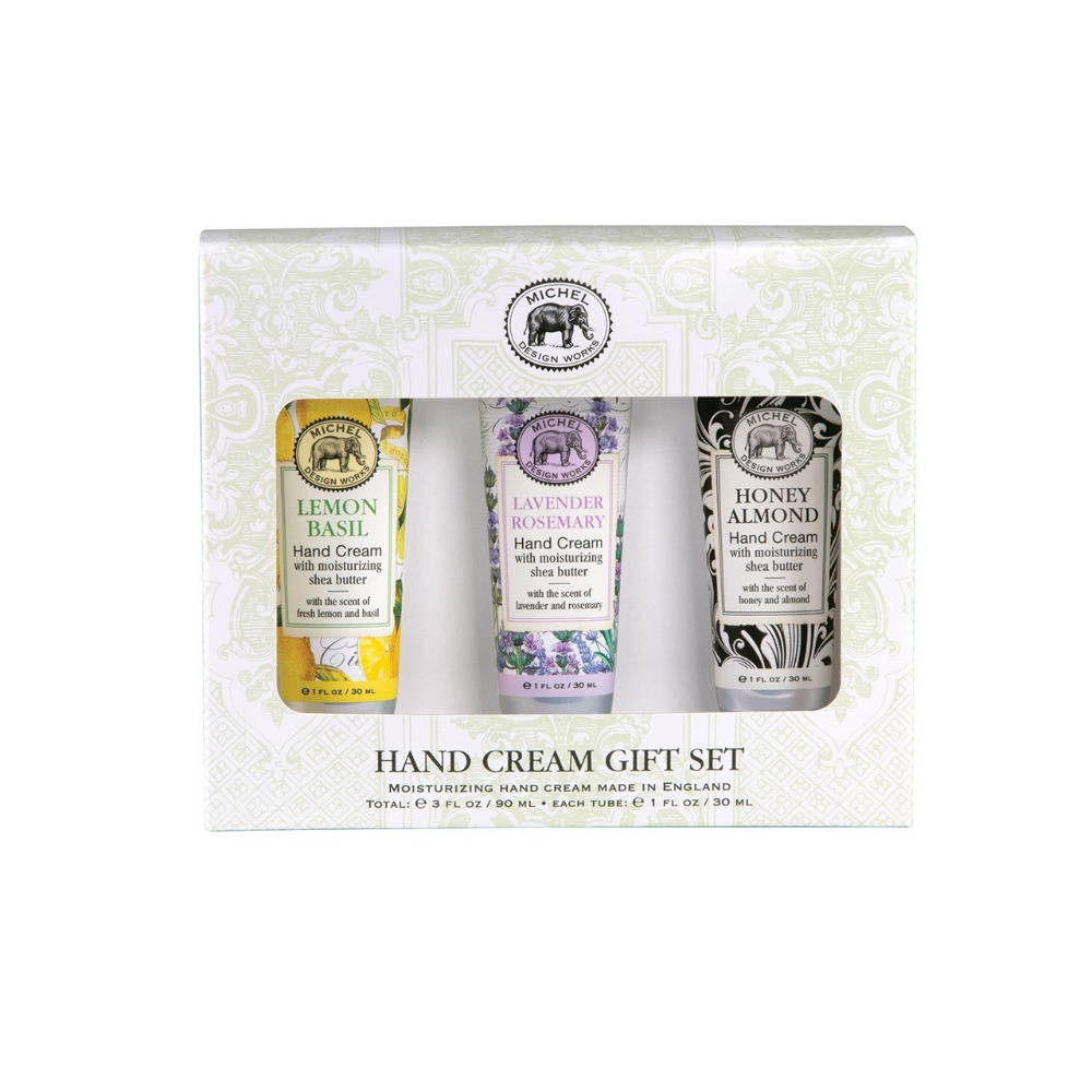 Hand Cream Set Scented Luxury Fragranced Moisturiser Shea Butter Boxed Gift 3 x 30ml - Lemon Basil, Lavender Rosemary & Honey Almond