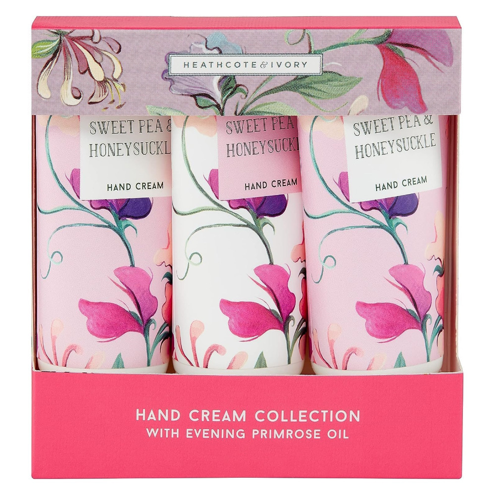 Hand Cream Trio Sweet Pea and Honeysuckle Nourishing Moisturizer Travel Gift