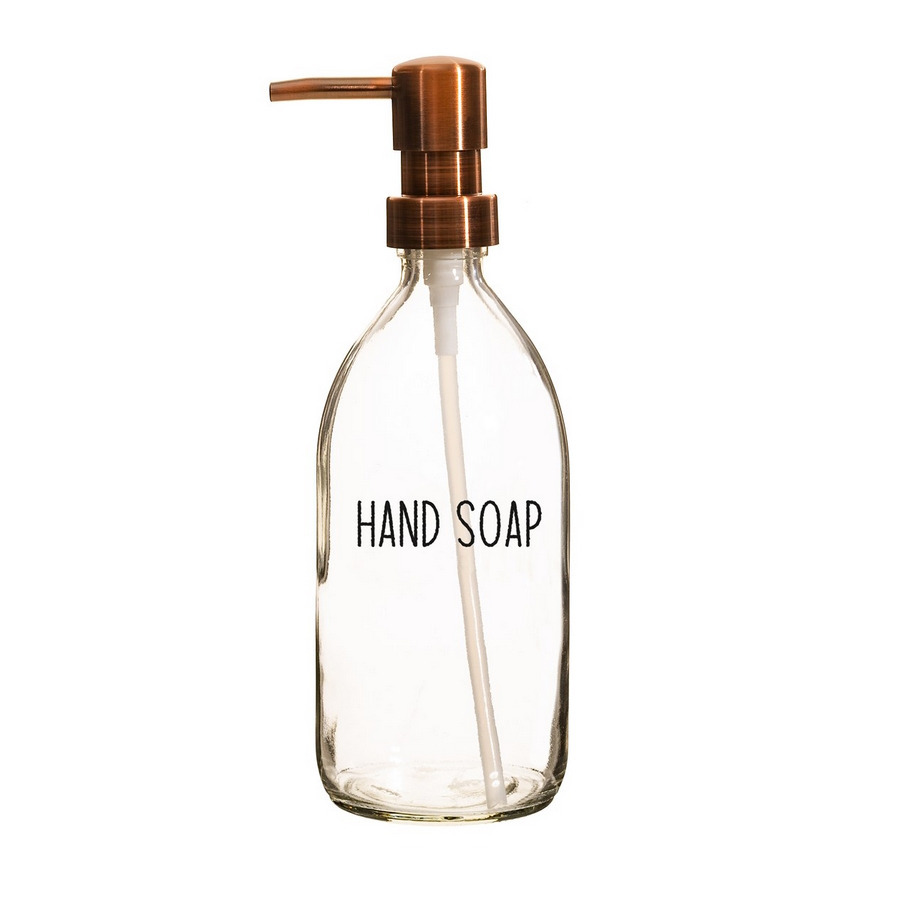 Hand Soap Dispenser Pump Clear See Through Refillable Glass Bottle Sass & Belle