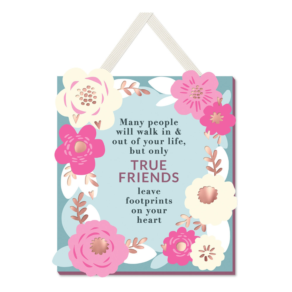 Hanging Plaque Sign Novelty Wall Home Decor Sentiment Gift For Friend True Friends